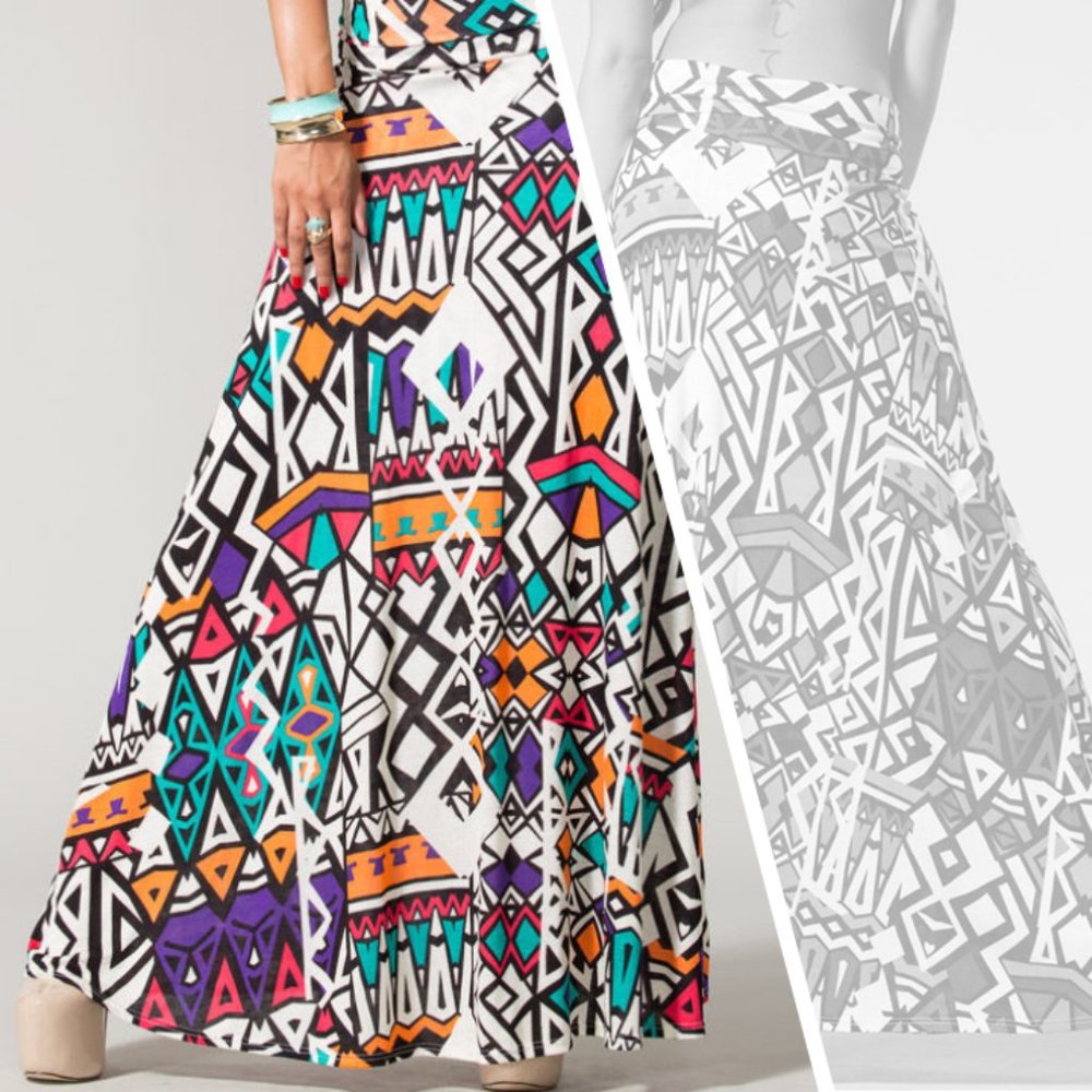 Final Touch Color-Block Aztec Maxi Skirt - image 1